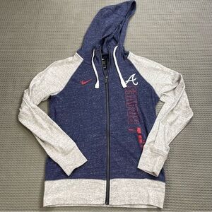 Atlanta Braves Full Zip Hoodie Small Womens Nike Gym Vintage MLB Color Block